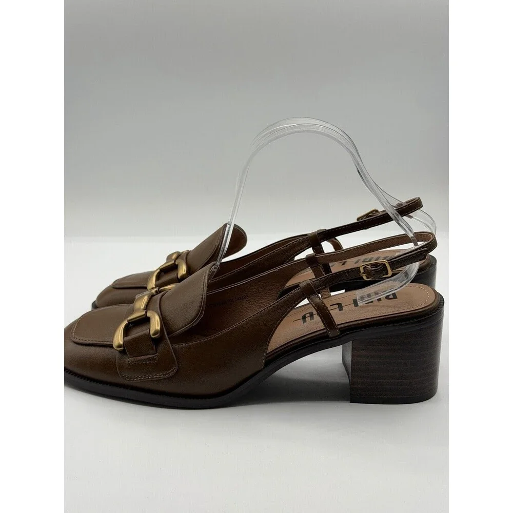 Anthropologie Bibi Lou Slingback Brown Heels Zagreb Loafers Shoes Size 41 New